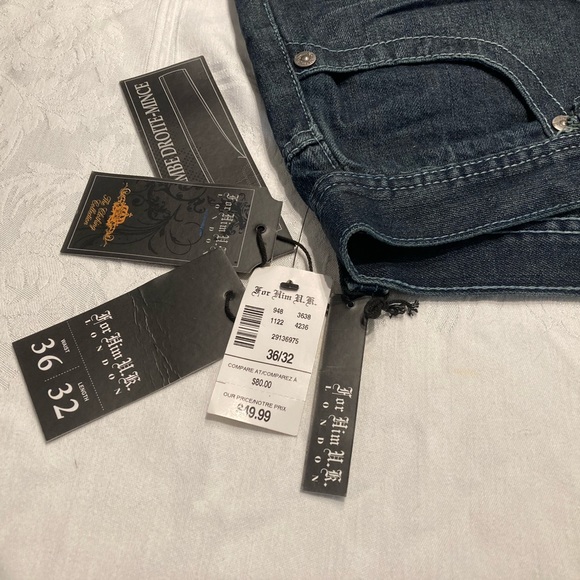 For Him U.K Jeans 36x32 Slim Straight- New with tags - Picture 2 of 9
